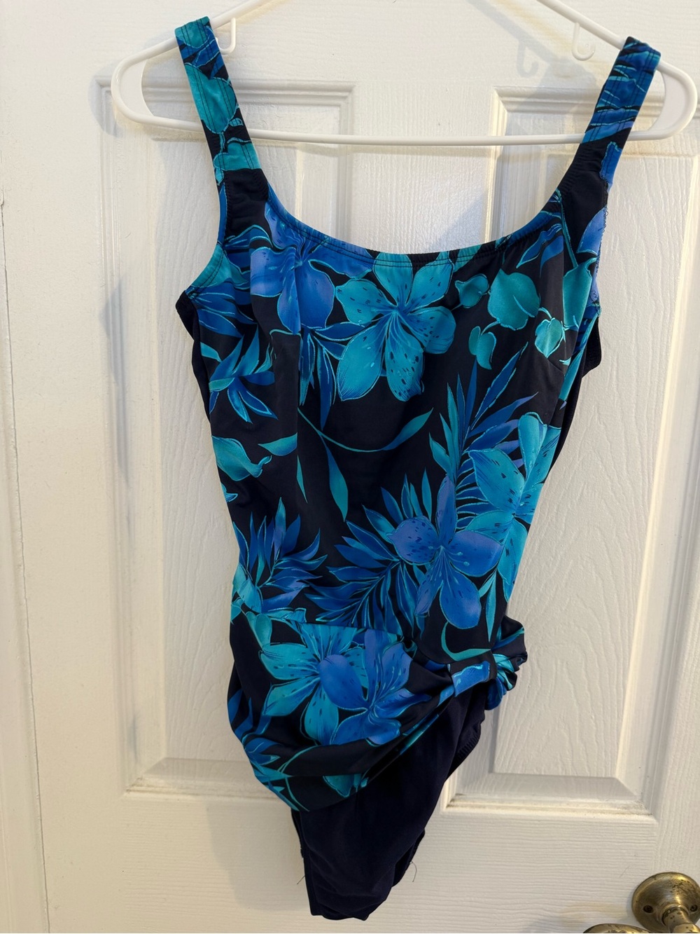 Longitude Size 16 Blue Floral One-Piece Swimsuit